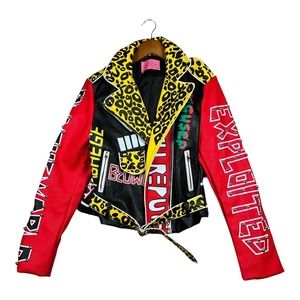 RARE AZALEA WANG Punk Rock Star Tiger Moto Jacket Exploited Veni Vidi Vici sz M